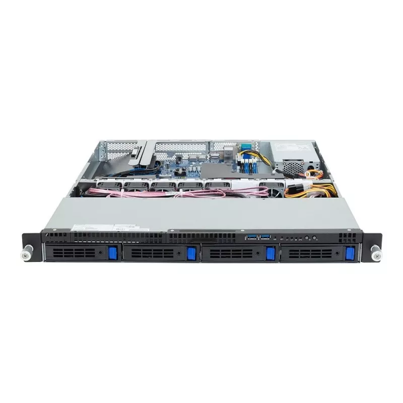 Rackový server GIGABYTE R123-X00-AA01 1U — platforma s jedným socketom Intel Xeon Scalable, LGA 1700, DDR5, 4 DIMM, 2,5-palcové pozície x4, 400 W napájací zdroj (80 PLUS Gold)