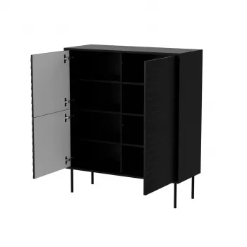 Komoda cama meble CORTINA 102x40x118 cm, čierna, korpus drevotrieska, 16 mm, dvere 18 mm