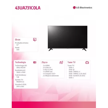 LED televízor 43 palcov 43UA731C0LA.AEEQ