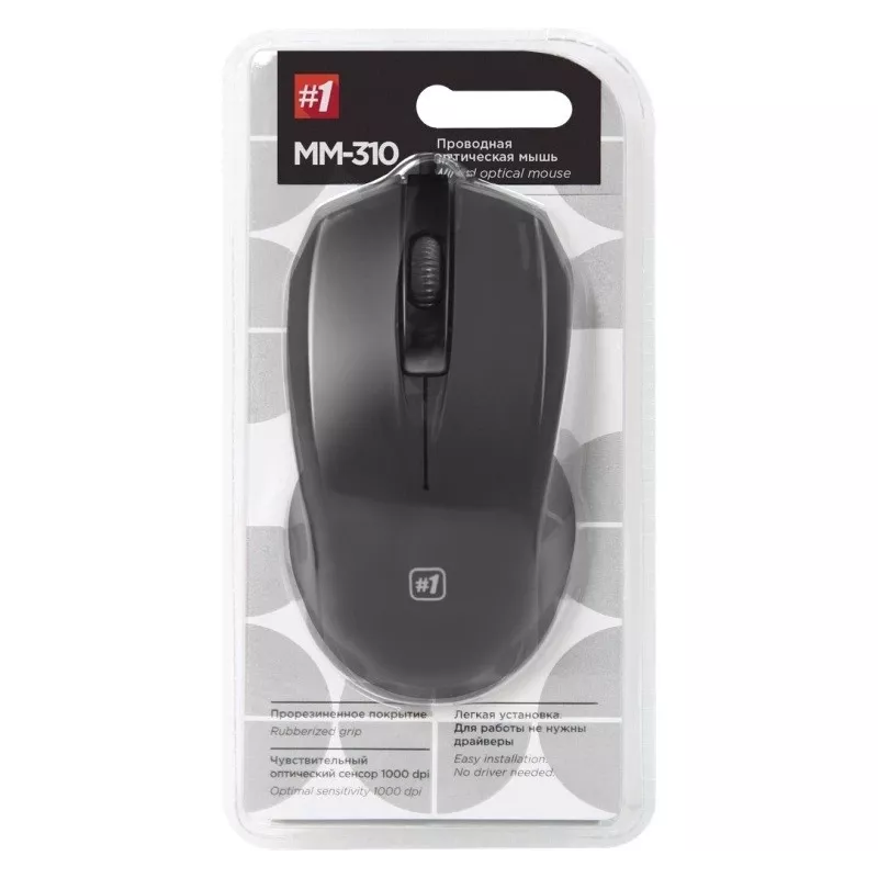 Káblová optická myš DEFENDER MM-310 USB Type-A, 1000 DPI, obojručná, 2 tlačidlá, čierna, 1,35 m kábel