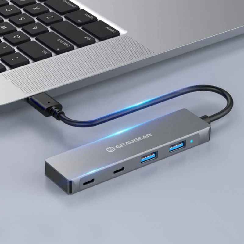 GRAUGEAR G-HUB2A2C-AC rozbočovač USB 3.2 Gen 1 (3.1 Gen 1) Type-A + Type-C 5000 Mbit/s strieborný