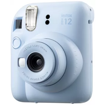 Instantná kamera Fujifilm Instax Mini 12 modrá — výtlačky 86 x 54 mm, ohnisková vzdialenosť 60 mm, elektronická uzávierka
