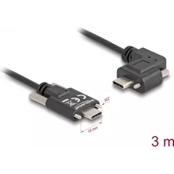 DeLOCK USB 2.0 kábel USB Type-C konektor samec na USB Type-C konektor samec zahnutý vľavo/vpravo PD 3.0 60W 3m