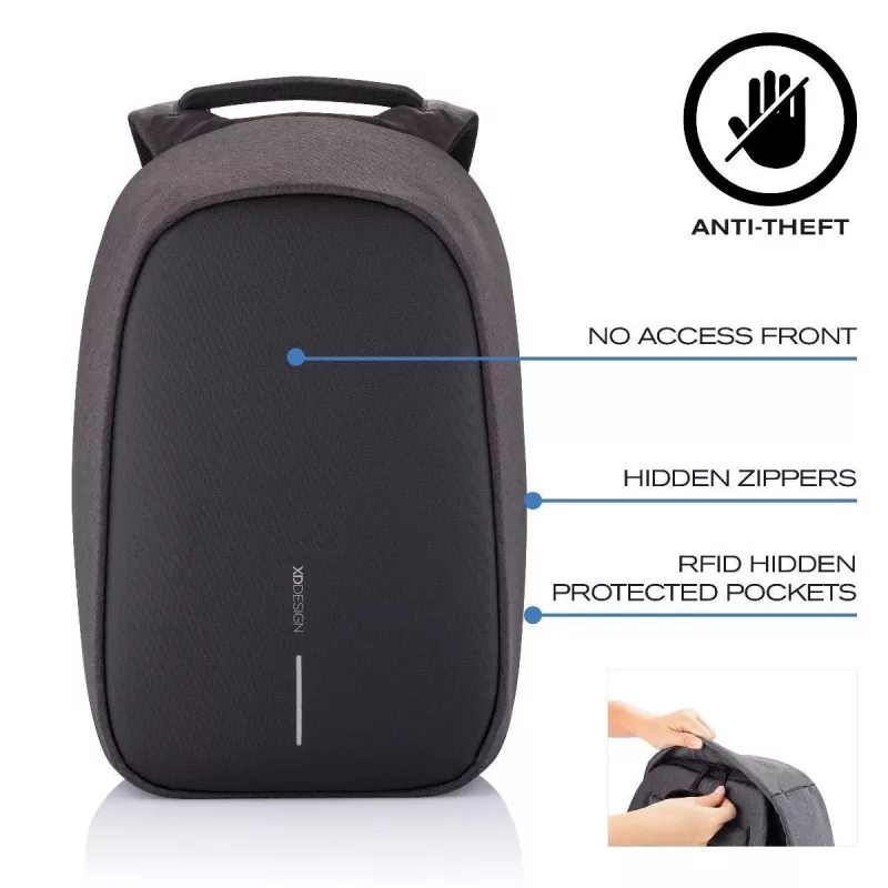 Batoh XDDESIGN P705.291 antracit — 18 L, priehradky na notebook a tablet, uzamykateľný hlavný zips