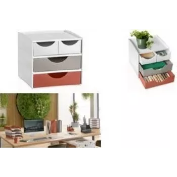 Zásuvkový box CEP TERRA NOVA úložná jednotka so 4 zásuvkami, prevedenie White Sand Terracotta