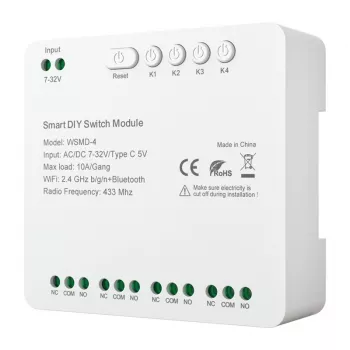 Smart spínací modul Avatto DIY WSMD-4 32V — 4-kanálový 32V riadiaci modul pre DIY projekty