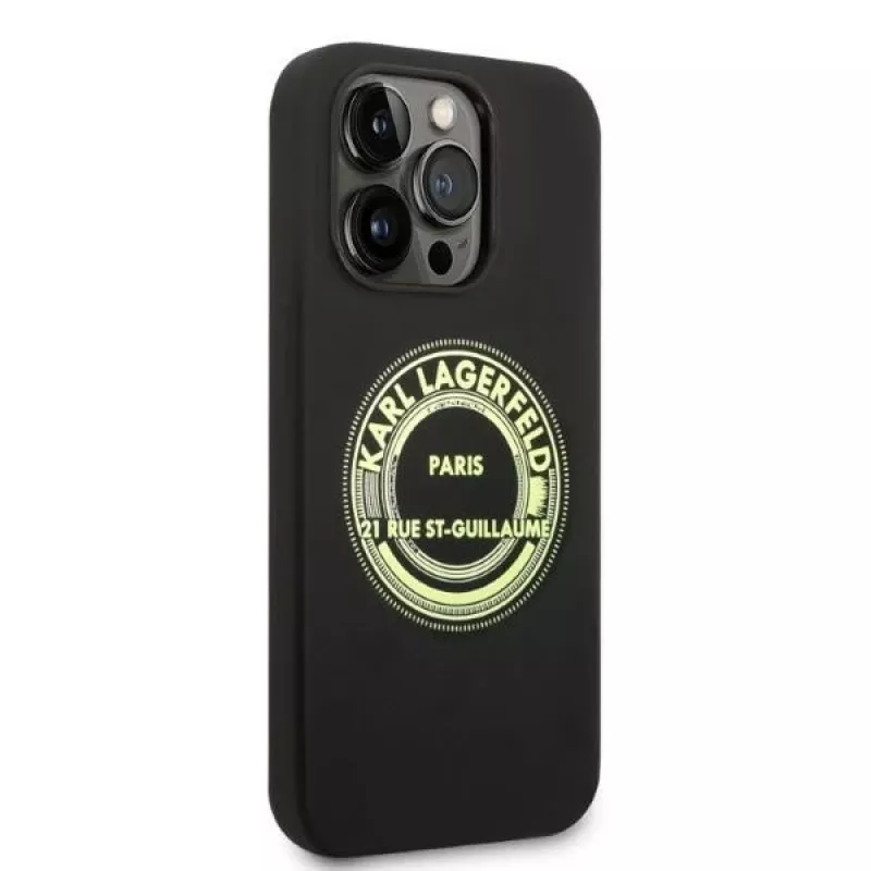 Karl Lagerfeld Soft Cover Silicone RSG čierne pre Apple iPhone 14 Pro KLHCP14LSRSGRCK