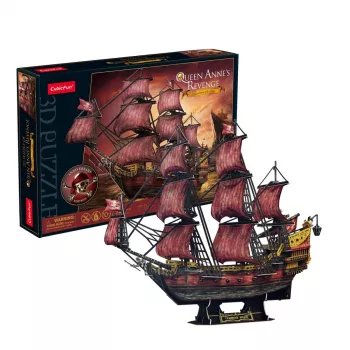 3D puzzle cubicfun Queen Anne's Revenge Anniversary Version – model 306-T4040H, zberateľská loď na zloženie