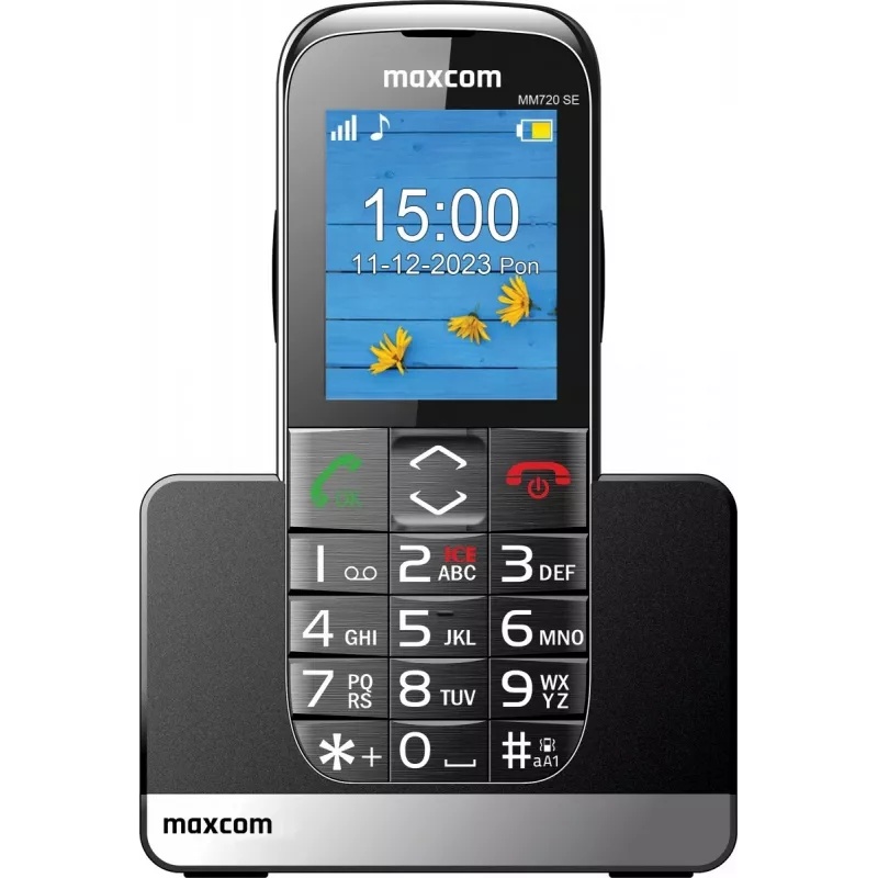MaxCom MM720 SE mobilný telefón pre seniorov, 2,2-palcový displej, GSM 900/1800, čierny