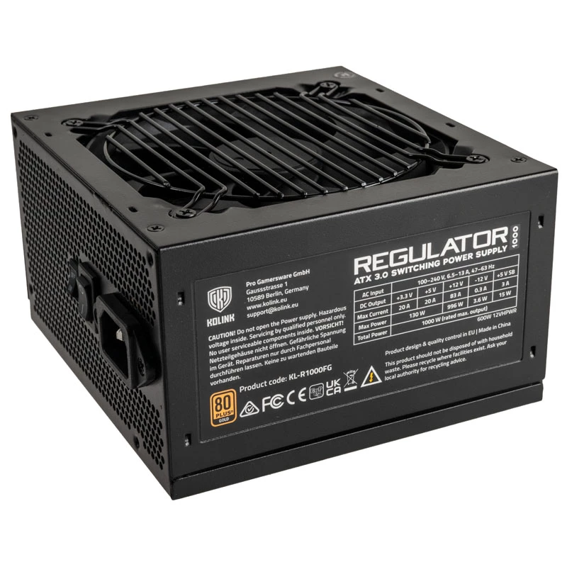 Kolink Regulator 80 PLUS Gold PSU, ATX 3.0, PCIe 5.0, modulárny - 1000 Watt