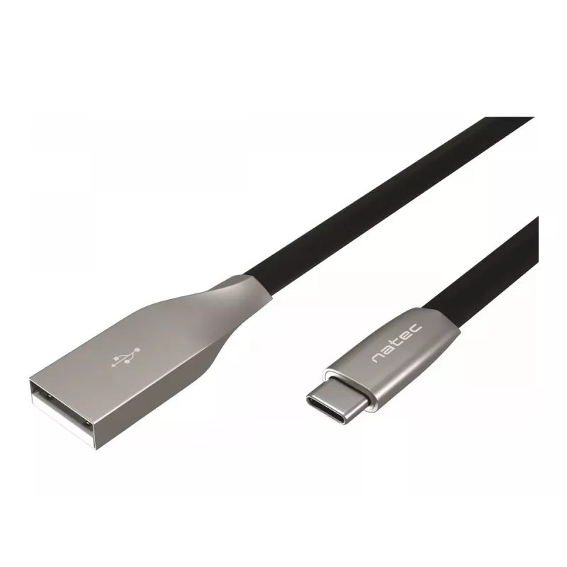 NATEC kábel USB-C/A 2.0 1m prati 1m čierny kov