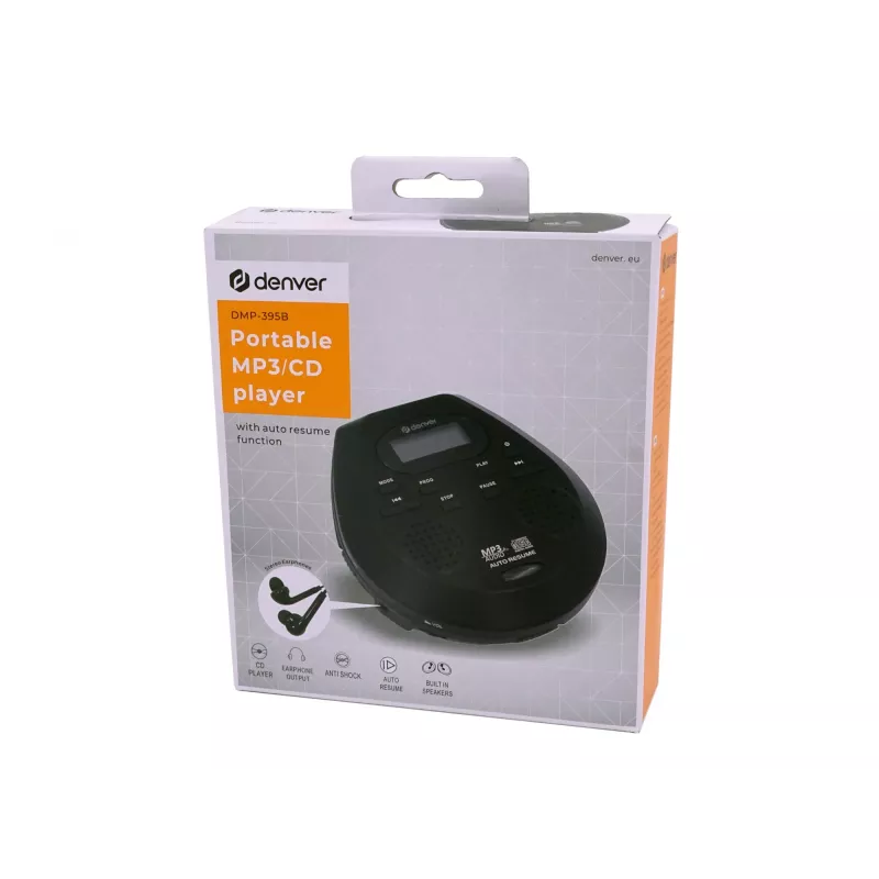 Prenosný CD prehrávač Denver DMP-395B čierny MP3 prehrávanie LCD displej