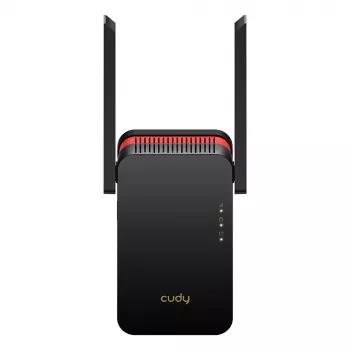 Wi‑Fi zosilňovač signálu Cudy RE3000 2400–5000 MHz, 802.11ax/ac/n/g/b/a, Ethernet 100 Mbps, externá anténa, čierna/červená