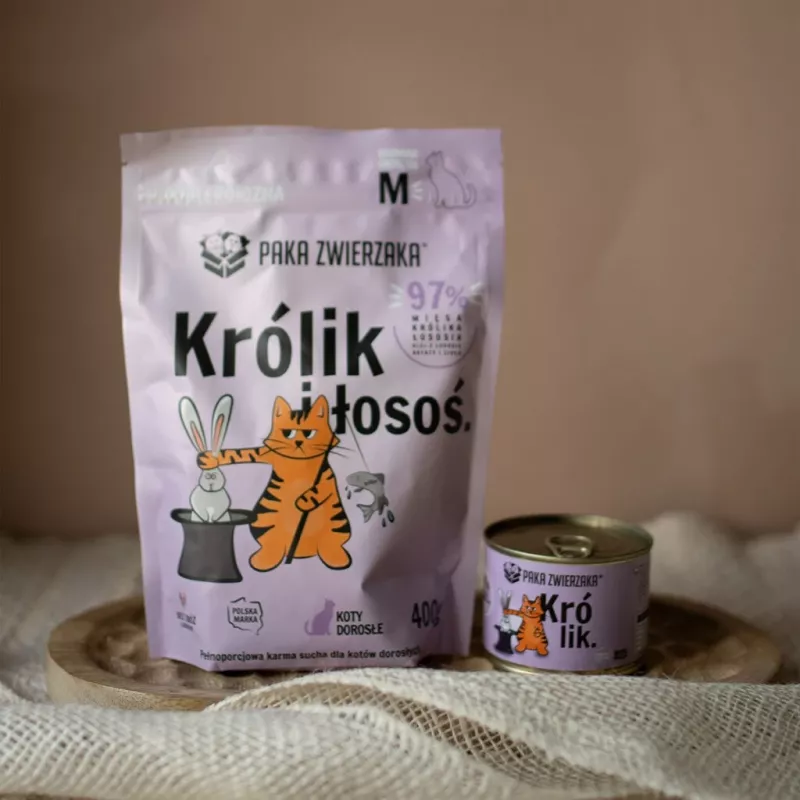 PAKA ZWIERZAKA Rabbit and salmon - suché krmivo pre mačky - 400g