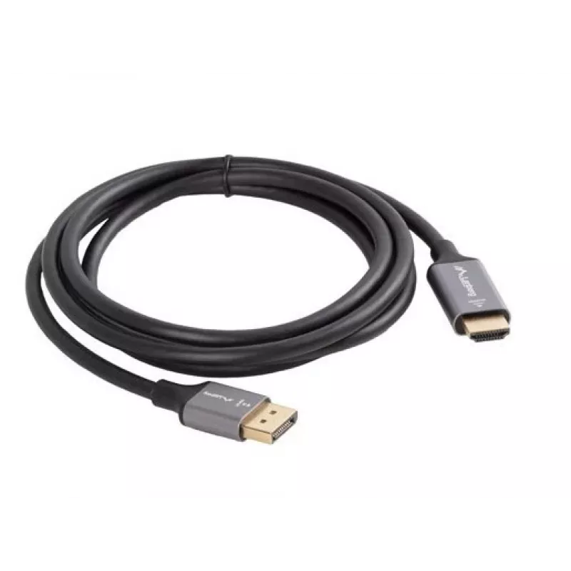 Lanberg CA-DPHD-20CU-0018-BK video káblový adaptér 1,8 m DisplayPort HDMI typ A (štandard) čierny, strieborný