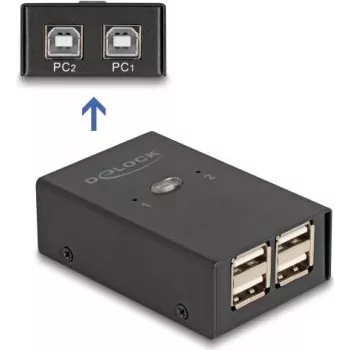DELOCK USB 2.0 switch 2 PC na 4 zariadenia čierna 0,48 Gbit/s