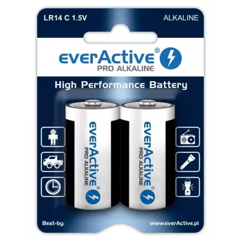 Alkalické batérie everActive Pro LR14 C 1,5 V 8000 mAh — 2 ks