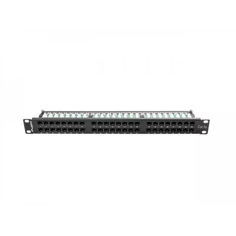 Patch panel LANBERG PPU5-1048-B 1U, 48 portov Cat5e, čierny, 445×102×44,5 mm