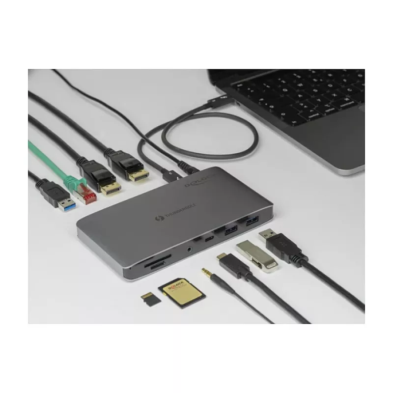 Dokovacia stanica DeLOCK Thunderbolt 3 8K Dual DisplayPort USB LAN SD Audio PD 3.0