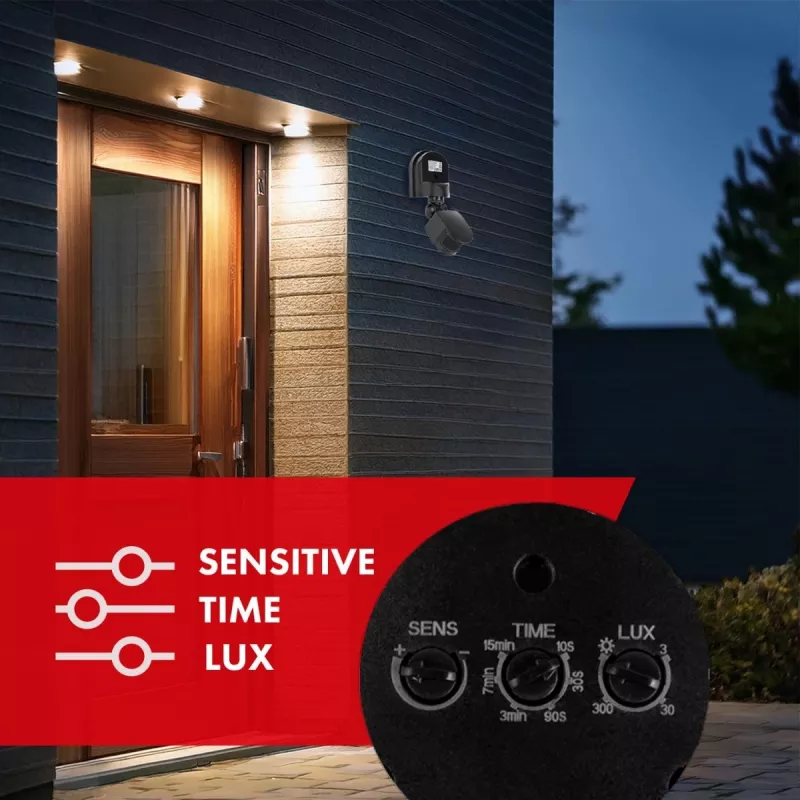 Senzor pohybu a súmraku MACLEAN MCE25 B — detektor pohybu so svetelným senzorom, nástenná/stropná montáž