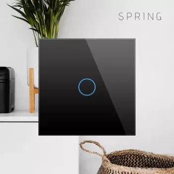 Dotykový vypínač Spring One Way sklo čierny — model 0 jednopólové dotykové ovládanie sklenený povrch