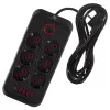 Predlžovacia zásuvková lišta MACLEAN MCE391 B – 6 zásuviek, 4×USB-A + 1×USB-C, 110–240V, 2500W, 3 m kábel, čierna