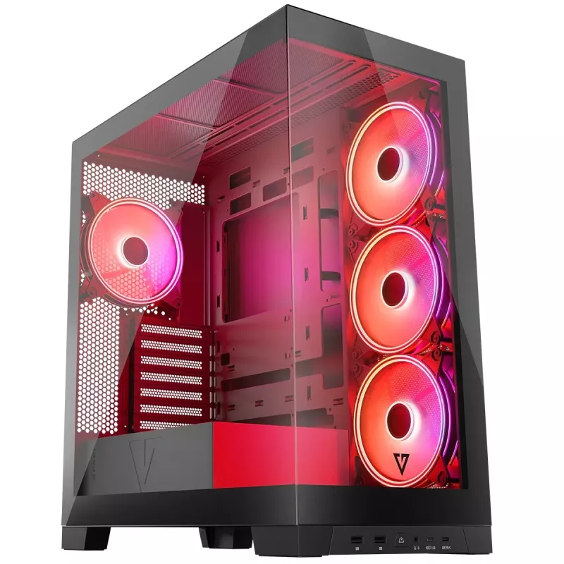 PC skriňa MODECOM Volcano SPACE APEX ARGB Midi Tower, tvrdené sklo, USB-C, podporuje ATX/microATX/Mini-ITX, GPU do 430 mm, CPU chladič do 180 mm