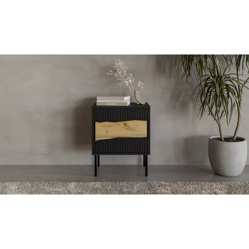 Nočný stolík Cama INSERTO, 2 ks, 50x40x61,5 cm, čierny + LED