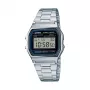 Náramkové hodinky CASIO A158WA-1DF — digitálne, plastové puzdro, oceľový náramok, 33,2×36,8×8,2 mm, batéria CR2016