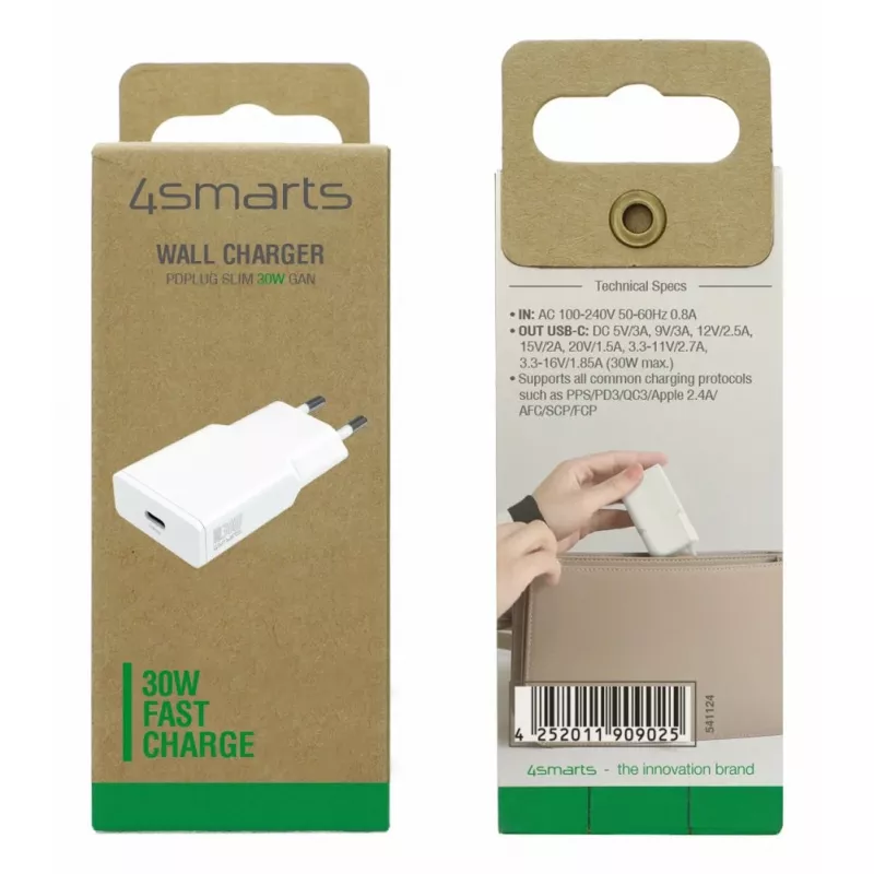 Nabíjačka Indoor 4smarts 541124 Smartphone biela AC rýchle nabíjanie