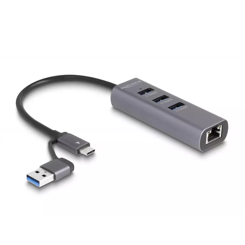 DeLOCK 64282 dokovacia stanica pre notebook a port replikátor káblový USB 3.2 Gen 1 (3.1 Gen 1) Type-C sivá (64282)