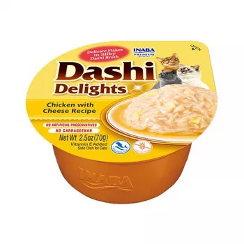 INABA Dashi Delights kura so syrom v bujóne – maškrty pre mačky – 70 g