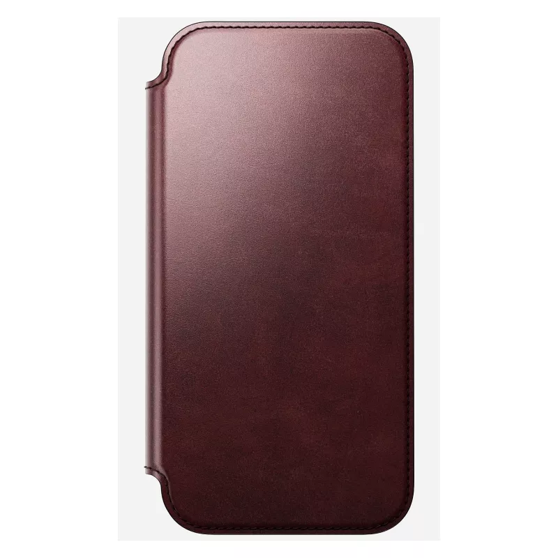 Puzdro na telefón Nomad Modern Leather Folio pre iPhone 17 Pro Max — koža, TPU, PC, hliník, bordová, 16 cm (6,3 palcov)