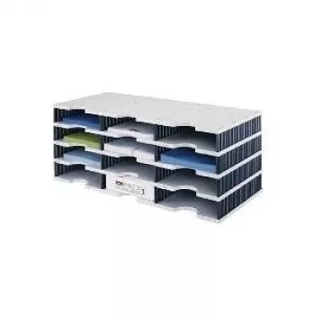 styro styrodoc trio - polystyrén - čierna - sivá - 12 zásuviek - 723 mm - 293 mm - 331 mm