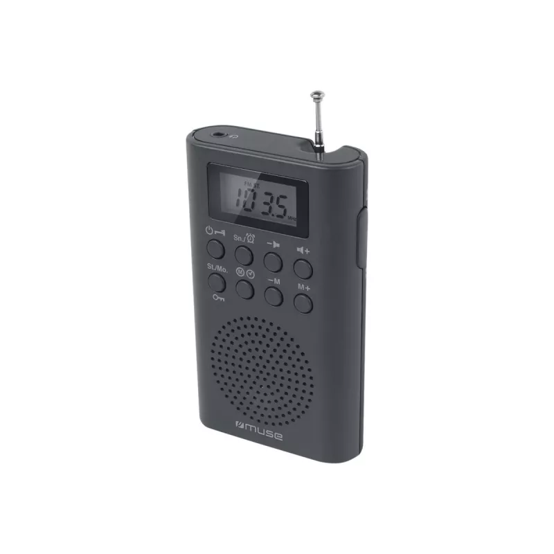 Prenosné rádio Muse M-03 R s FM-PLL ladením, LCD displej, externá anténa, čierne