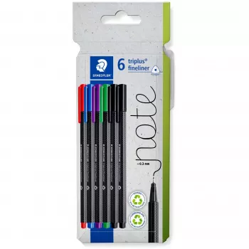 Fineliner Staedtler 334 C6 čierna modrá zelená červená fialová 5 kusov