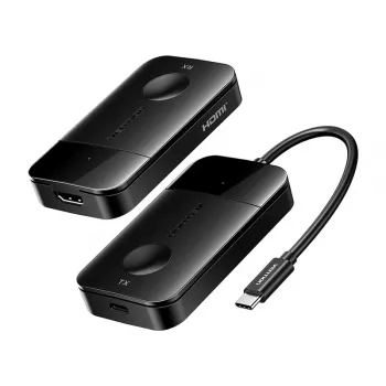 USB-C na HDMI bezdrôtový vysielač/prijímač Vention ADOBB — 4K@30Hz, 1×HDMI, USB-C kábel 1 m, čierny