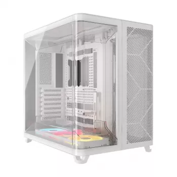 PC skriňa Corsair AIR 5400 LX-R RGB iCUE LINK Midi Tower biela — ATX/EATX/Micro-ATX/Mini-ITX, tvrdené sklo, 1×3,5 palca + 2×2,5 palca pozície, podpora 120 mm ventilátorov