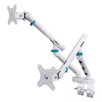Držiak monitora DIGITUS Dual-Design pre 2×35-palcové monitory, svorka, 2×10 kg, VESA 75–100, naklápací -45–90°