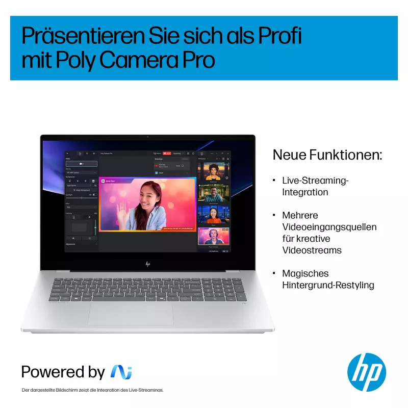 HP OmniBook 7 Next Gen AI Notebook 17-dc0074ng - Intel Core Ultra 7 258V / 2.2 GHz - Win 11 Pro - Intel Arc Graphics 140V - 32 GB RAM - 1 TB SSD NVMe - 43,9 cm (17.3