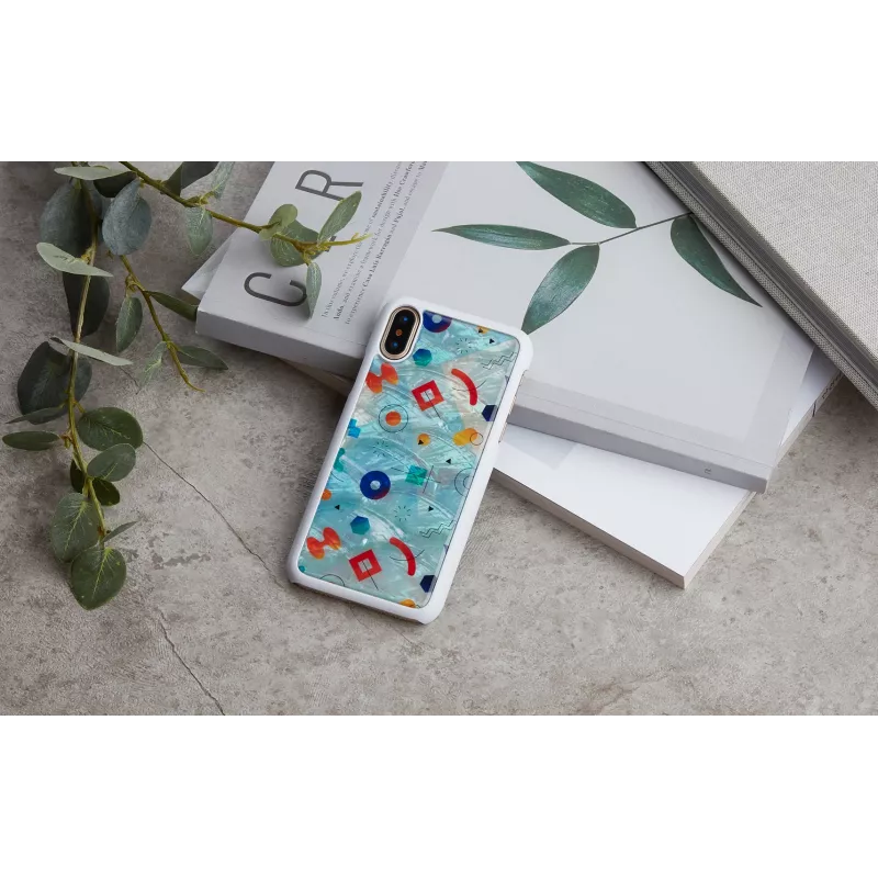Obal na telefón iKins pre iPhone XS / iPhone X S – biely poppin rock ochranný kryt zadnej strany