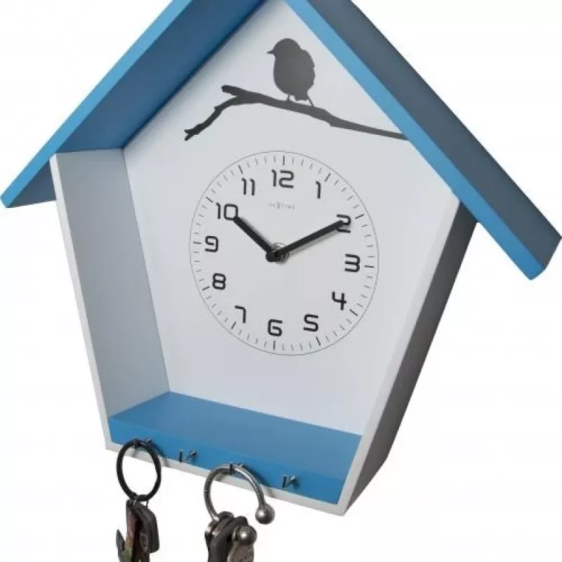 NeXtime hodiny 3109bl Cuckey, 30,5x33x11 cm, nástenné, modrá/biela
