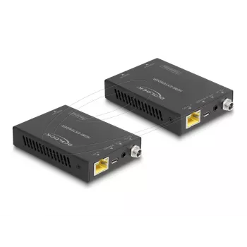 Sada AV vysielača a prijímača DELOCK 65955 — Cat6/Cat6a HDMI extender, až do 3840×2160, káblový, napájanie Micro-USB-B