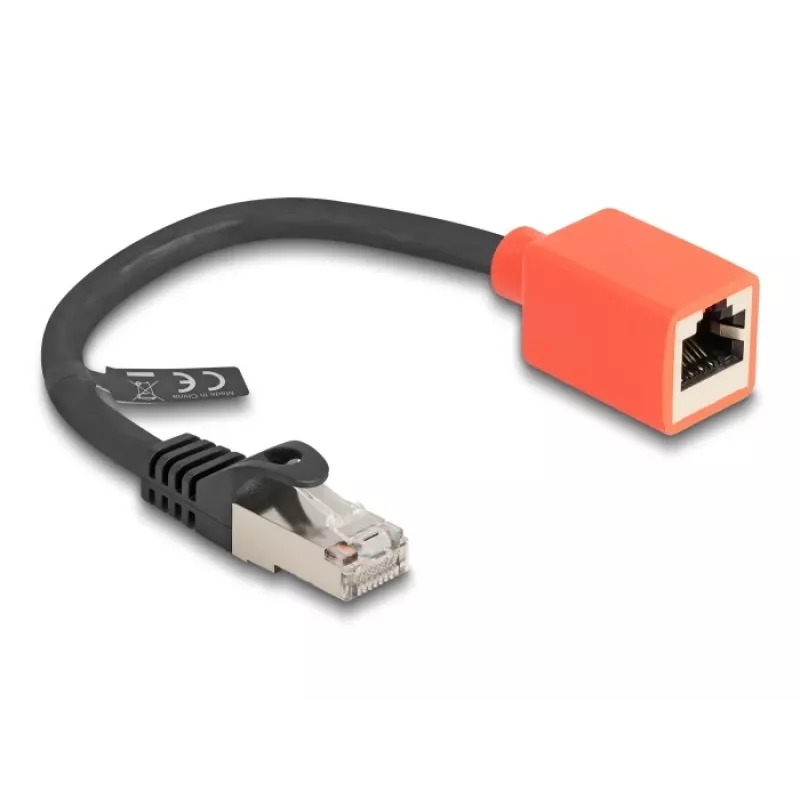 Sieťový kábel DeLOCK RJ45 ochranný adaptér Cat.6A S/FTP 20 cm čierny červený