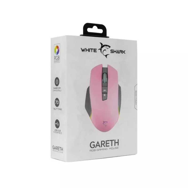 Herná myš White Shark GARETH ružová USB Type-A