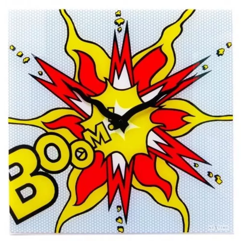 NeXtime hodiny 8173 Boom, 43x43 cm, nástenné hodiny, červené/žlté/biele