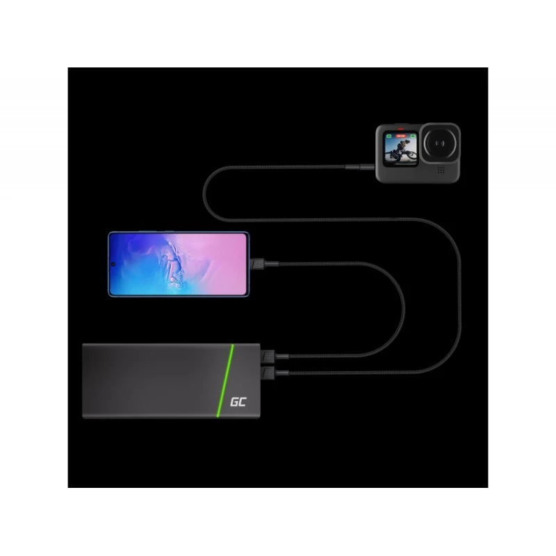 USB kábel Green Cell KABGC22 USB 2.0 1,2 m USB A USB C čierny