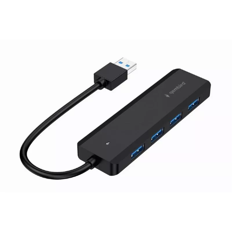 USB hub Gembird 4-port USB 3.1 (Gen 1) — 4 porty, USB 3.2 Gen 1 Type-A, 5V/2.1A, 109×30×10 mm, čierny