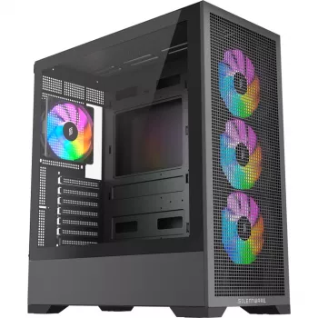 PC skriňa Silentware Core 100 A-RGB čierna — model CORE100Schwarz, A-RGB osvetlenie, formát Mid-Tower