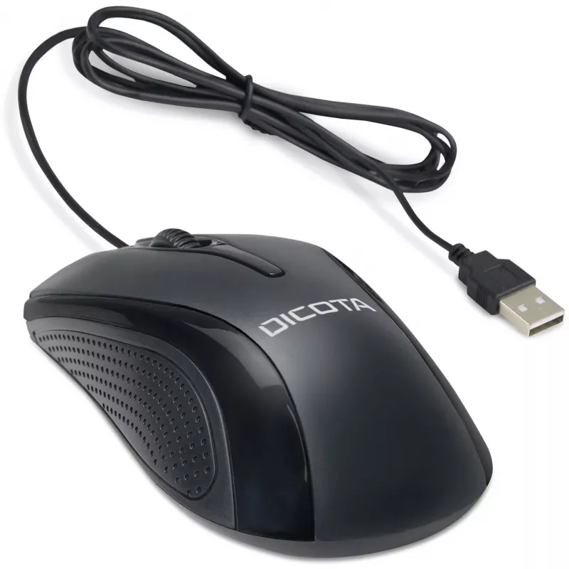 DICOTA - Myš - obojručná - Laser - 3 tlačidlá - Káblová - USB - Čierna (D32011)